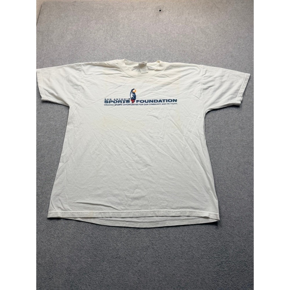 Vintage Jerzees San Antonio Sports Foundation Graphic T-Shirt White Mens Large